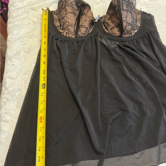 Adore Me Babydoll Neglige Black Size 38DDD Chiffon Sheer Lace Underwire Sexy New - Picture 8 of 10
